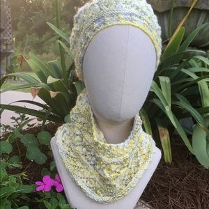 Hand knitted hat/cowl set
